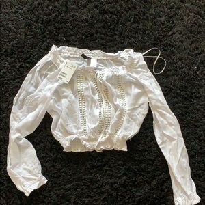 White H&M cropped top